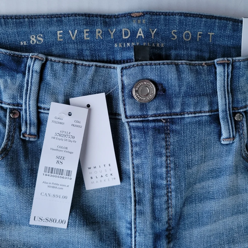 WHBM High-Rise Everyday Soft Denim Skinny Flare Jeans Color Hawthorn Vintage - Picture 5 of 12